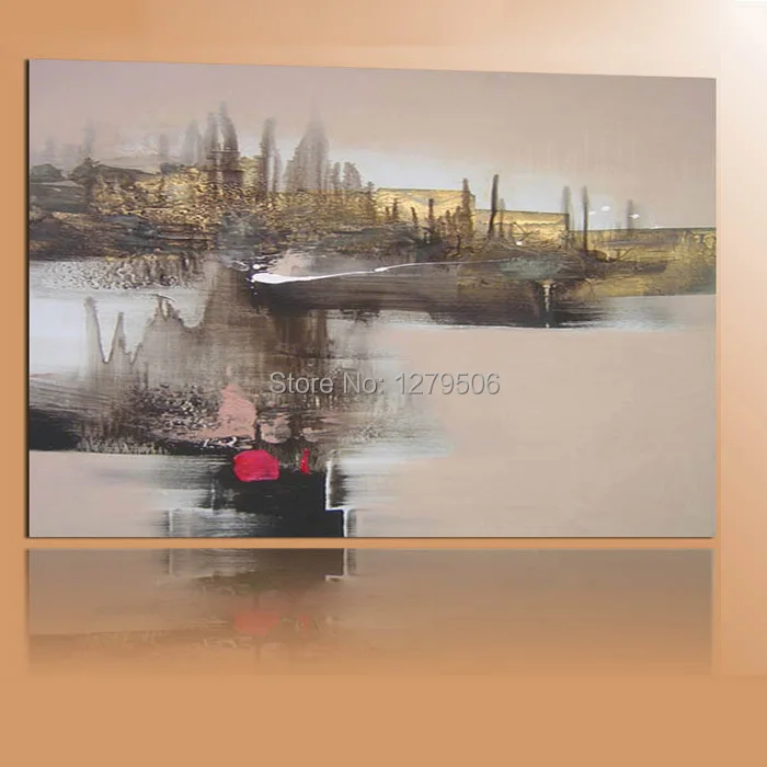 

Modern Wall Paintings Hand Painted Abstract Village Rivers Scenery Landscape Canvas Oil Painting For Home Decor