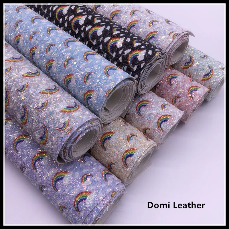 rainbow printed chunky glitter fabric for hairbows (3)