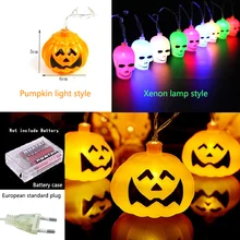 3M Halloween Pumpkin Ghost head LED String Lights Garden Party Decoration Holiday Halloween Lights 16SMD Battery box And EU 250V