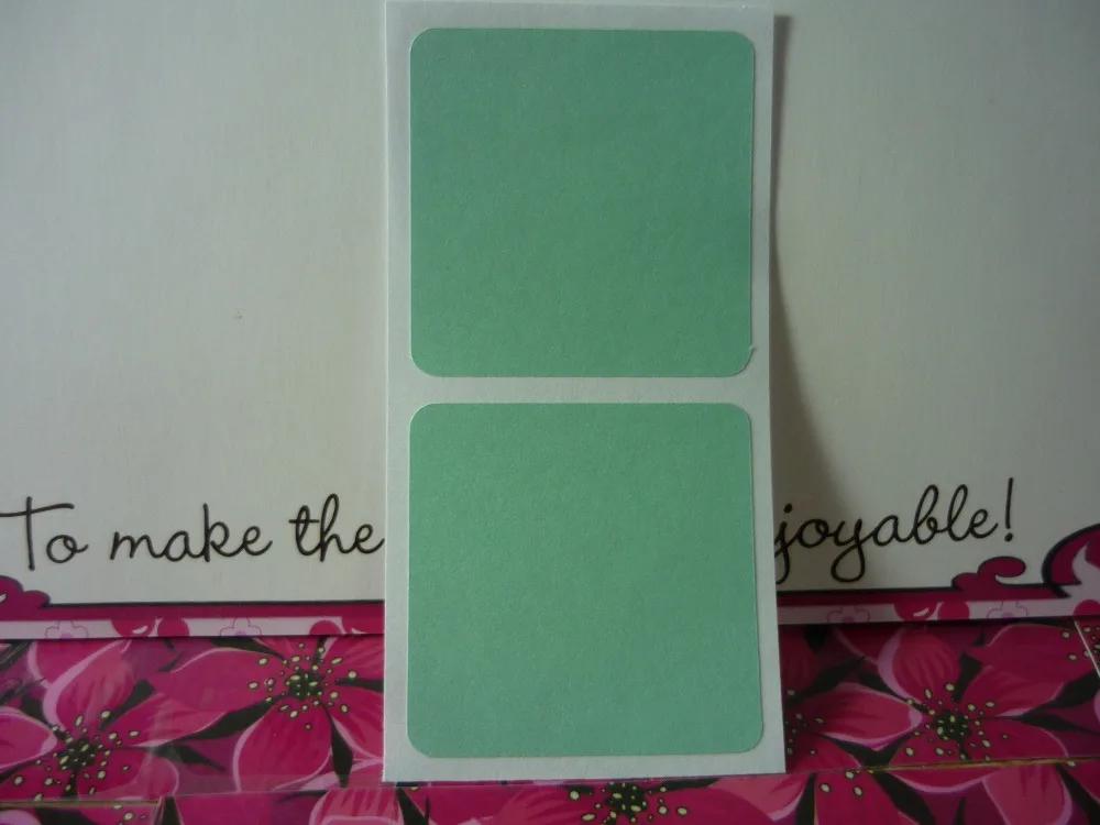 4cm Mint Green Background Square Stickers in Stickers From Home