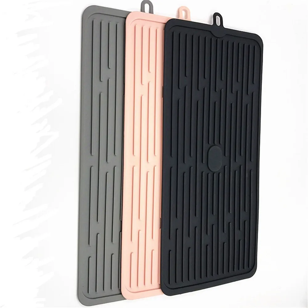 

Bar Silicone Drain Pad Drying Mat Dish Kitchen Thick Counter Deep Grooves Dry Water glass drain pad Tampon de silicone Q3