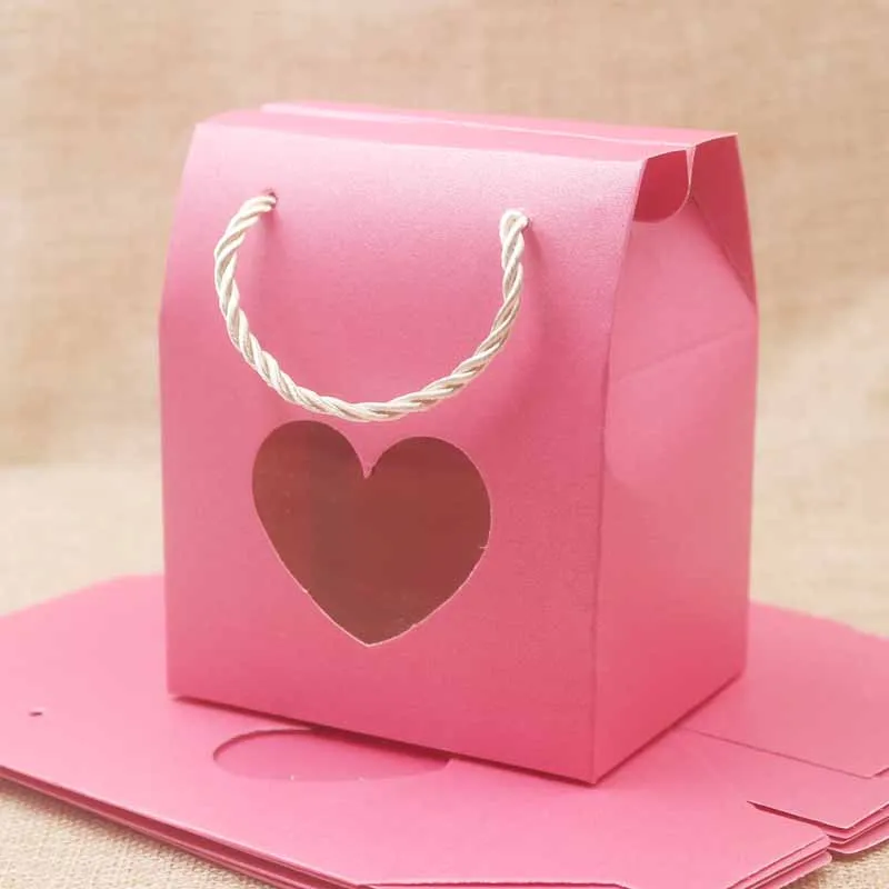 Feiluan 50 шт пустая бумажная Подарочная коробка с сердечком/retangal ПВХ коробка на окно подарки/конфеты/свадебные подарки коробка