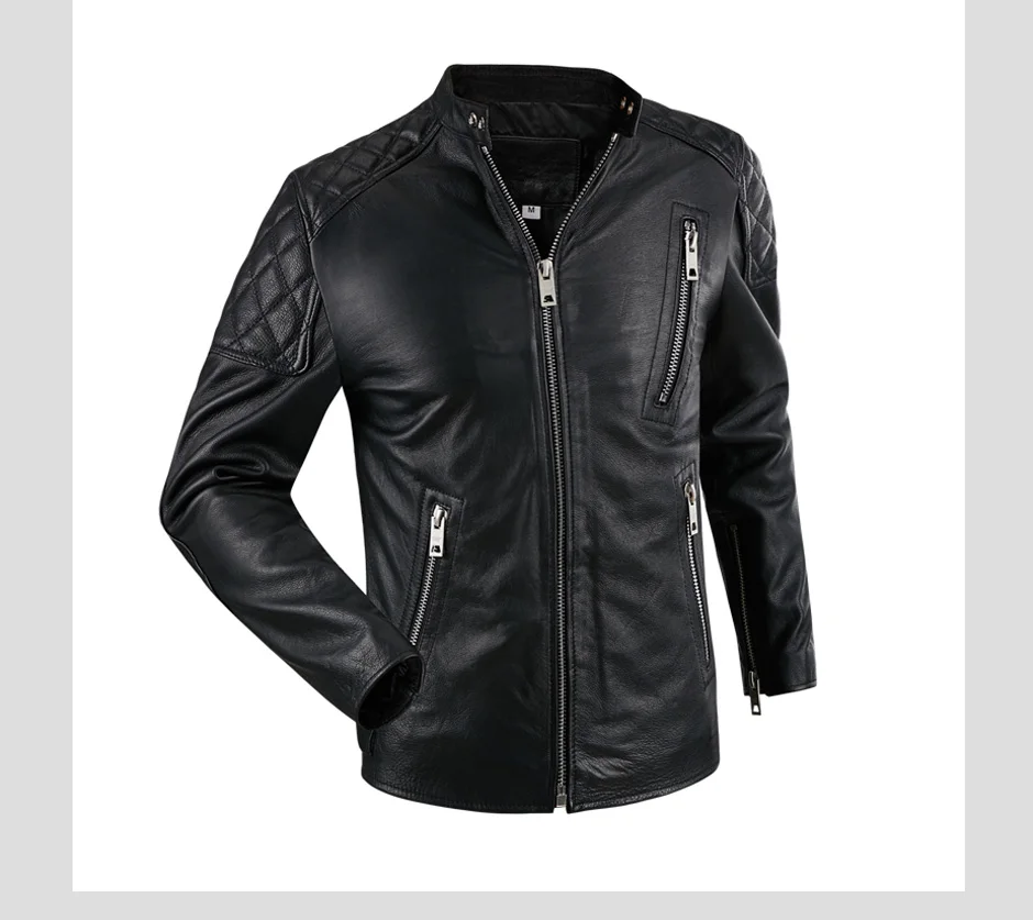 Brand New Cow Leather Jacket Men Designer Luxury Moto&biker Leather Jacket Young Fashion Real Genuine Leather Coat Men