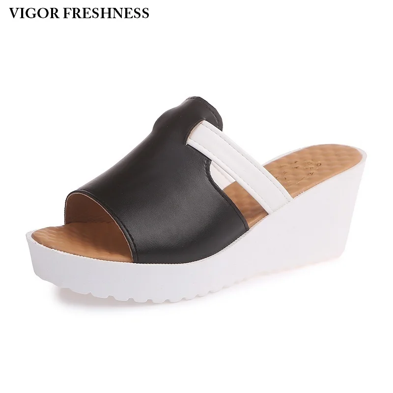 

VIGOR FRESHNESS Women's Sandals Summer Shoes Women Platform Sandals Slip On Casual Mules lady Shoes Female Big Sizes 47 48 W212