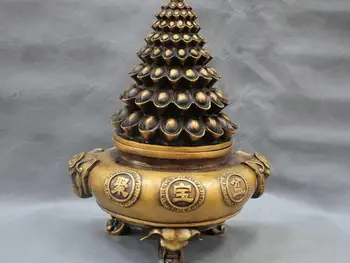 

13" China Bronze Treasure Bowl Elephant Head Wealth Ingot Yuanbao Money Statue