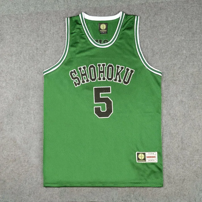 KOGURE 5 Аниме Shohoku школьная команда Джерси Топы рубашка 4-14 Sakuragi Hanamichi Одежда Форма SLAM Данк косплей мужчины зеленый Размер M L XL XXL - Цвет: KOGURE 5