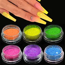 1 бутылка неоновый блеск для ногтей порошок ярко-розовый желтый цвет сахар пигмент для ногтей флуоресцентная пыль блестки 3D украшения TRYG01-06