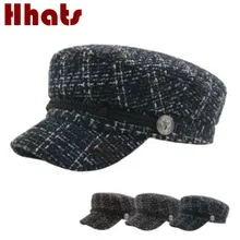 Клетчатая зимняя бейсбольная кепка на плоской подошве для женщин в винтажном стиле, теплые армейские кепки, Женская Ретро Матросская шляпа, модная Осенняя Кепка
