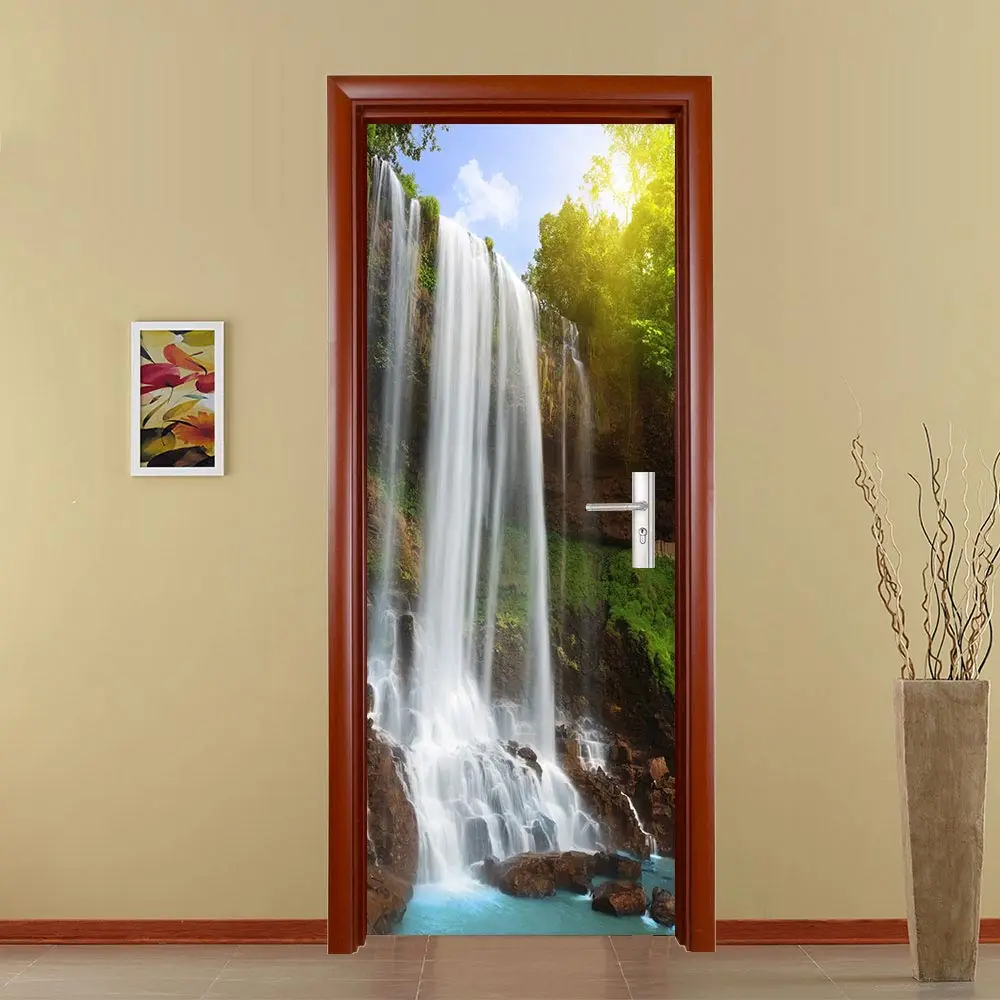 3D креативные водопады двери стикер DIY Фреска самоклеющиеся обои съемный водонепроницаемый плакат стикер s наклейки для домашнего декора - Цвет: MT-016