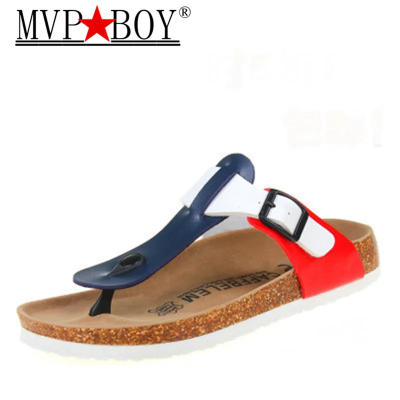 

MVP BOY 16 color Top quality woman men flats sandals Cork slippers unisex casual shoes flip flop size 35-43 free shipping