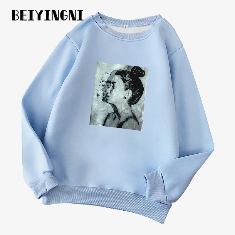 

Beiyingni 2018 Winter Kpop Style Hoodie Womens Cartoon Printed Pullover Female O-neck Sweatshirts Femmes Fashion Hoodies Thick