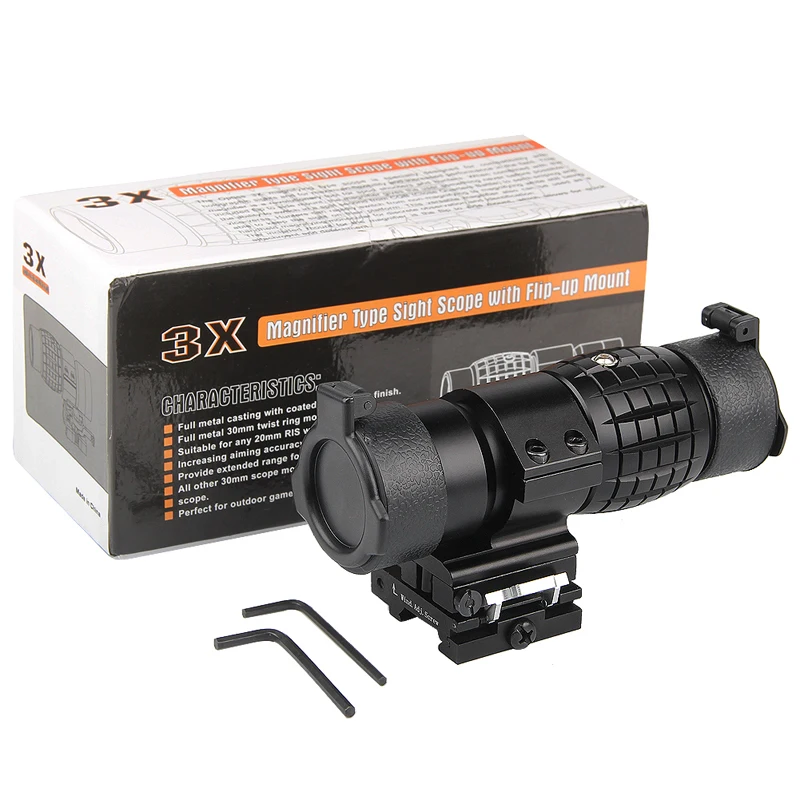 3X Magnifier Optics Scopes Focus Adjusted with Flip To Side Mount 6-67-7