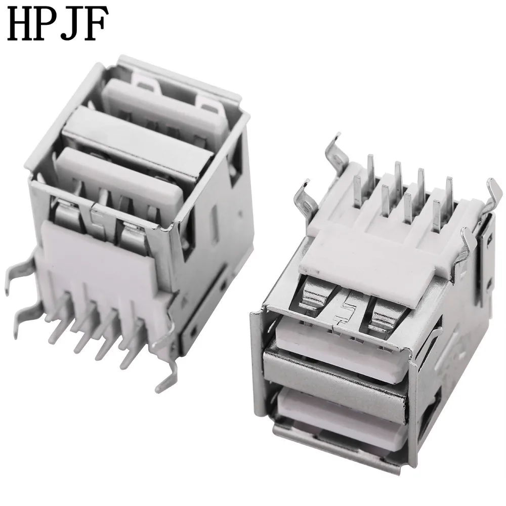 

2Pcs/lot USB 2.0 Female A Type Double Right Angle 90 Degree Female USB Connector Socket