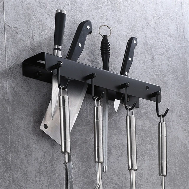 Wall Mount Knife Block without Knives Black 304 Stainless Steel