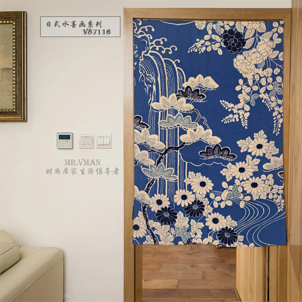 

Nice Curtains Japan Style Wash Painting Landscape Pattern Door Curtain Polyesster Mouldproof Home Decorative Partition 85x120cm