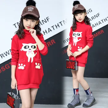 Anlencool 2018 new girls in winter all-match girls sleeved bottoming shirt sweater coat kitten child children baby girls clothes 2