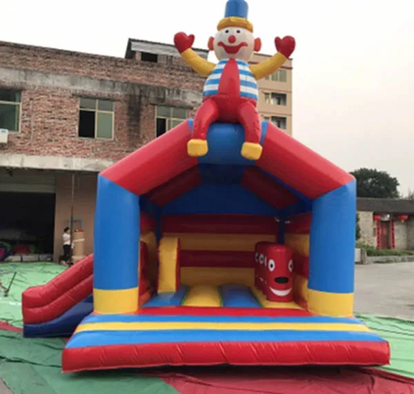 Inflatable clown bouncy castle with slide