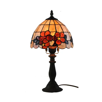 

8-inch Floral Pattern Table Lamp Lighting Vintage Stained Glass Tiffanylamp For Office Bedroom Bedside Reading Nightlight TL190