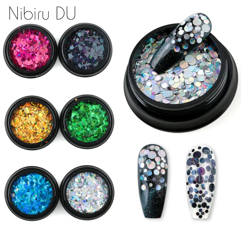 

1 Box Mixed Size Round Ultrathin Sequins Nail Art Glitter Colorful Laser DIY Glitter Manicure Nail Art Decoration