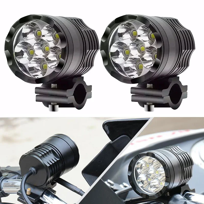  FADUIES 1Pair Motorcycle Headlights 12V 60W U2 LED Motorbike Spotlight Headlamps Moto Spot Head Lig - 32981502469
