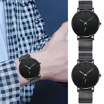 

Men Round Dial Bracelet Quartz Watches Mesh Strap Waterproof Wristwatch