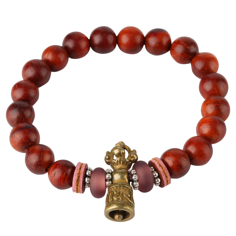 Cultural Charm Bracelet Buddhist Red Sandalwood Stupa Bracelet Women