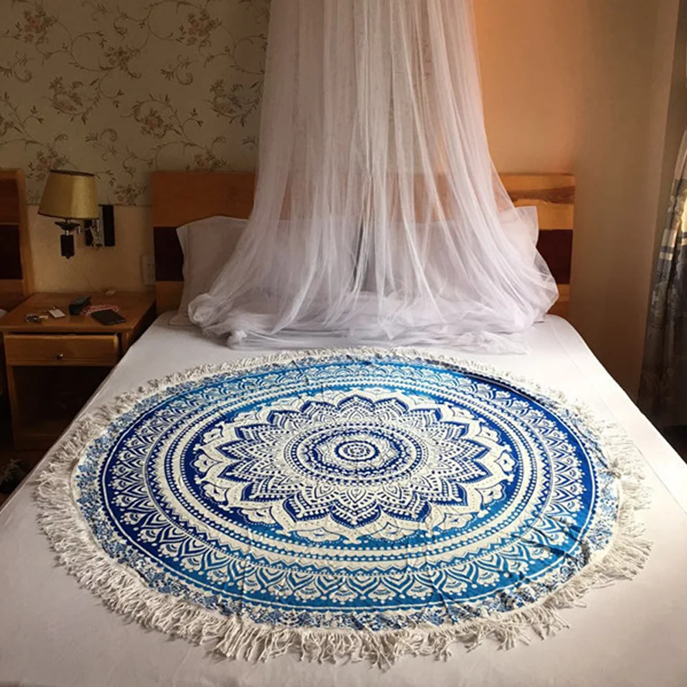 

Enipate 100% Cotton Round Hippie Beach Throw Towel Tapestry Bohemian Tablecloth Roundie Mandala Towel Yoga Mat Bed Blanket 140cm