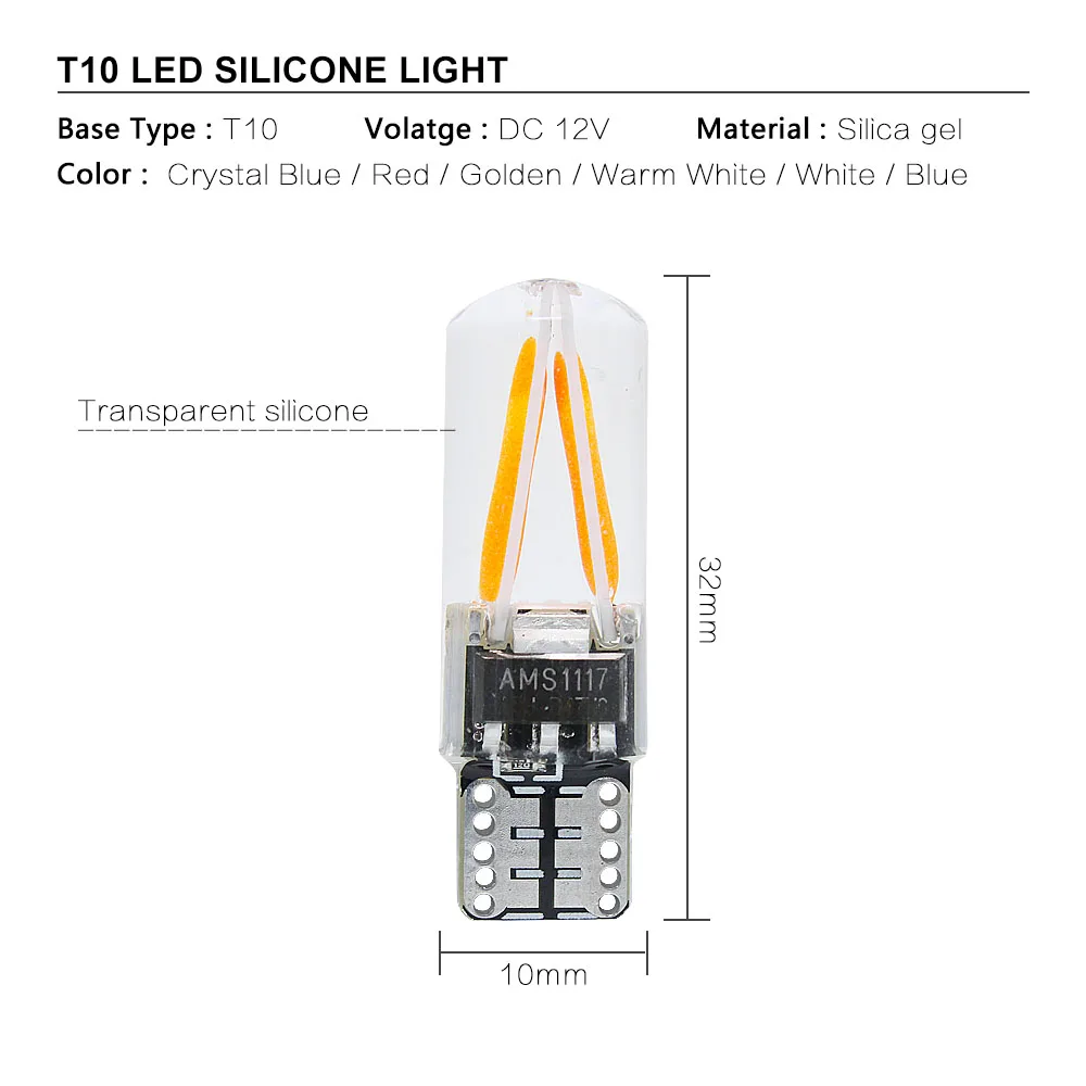 1 шт. 1156 P21W BA15S 1157 BAY15D COB светодиодный нити чип автомобильного стоп-сигналы авто лампы обратной парковочная лампа 12V красный, белый желтый - Испускаемый цвет: T10  2 COB LEDs