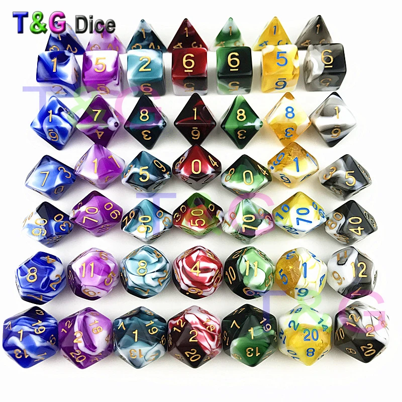 

7PCS TRPG Dice for Dungeons & Dragons D4-D20 Multi Sided Games Dices 7 color Desktop Polyhedral Set Acrylic Plastic Toy Kit