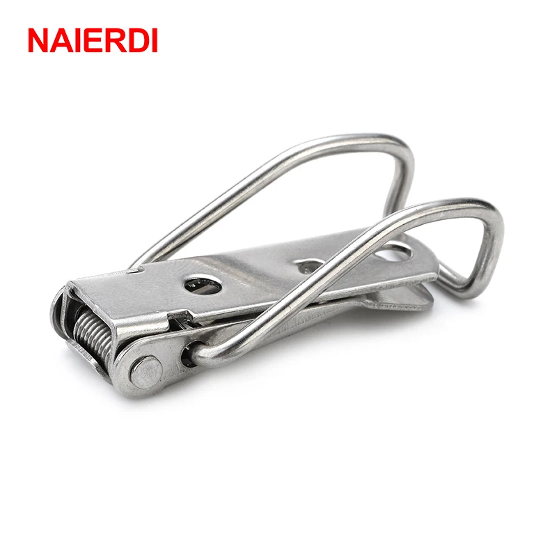 NAIERDI J115B Mild Steel Cabinet Boxes Hasp Lock 74*20 Spring Loaded Latch Catch Toggle Locks For Sliding Door Window Hardware images - 6