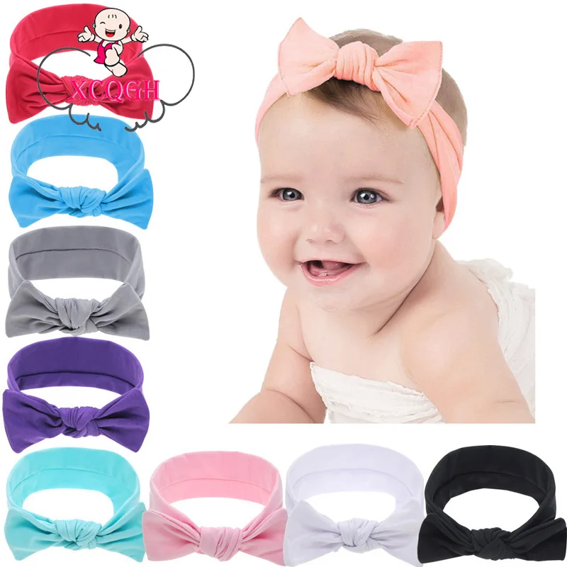 

XCQGH Baby knotted bow headband Cute 2019 New Infant Baby solid color right angle rabbit ears headband