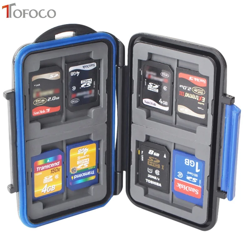

2017 Hot Sale Black Tofoco 12 Slots Memory Card Case Waterproof Slim for SD Holder Box MC-SD Stores Protector for Storage