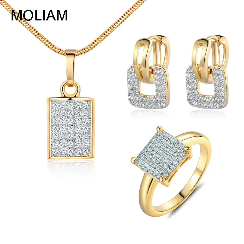

MOLIAM Fashion Necklace Earrings Ring for Women Ladies Luxury Shiny Cubic Zirconia Engagement Wedding Jewelry Set Christmas Gift