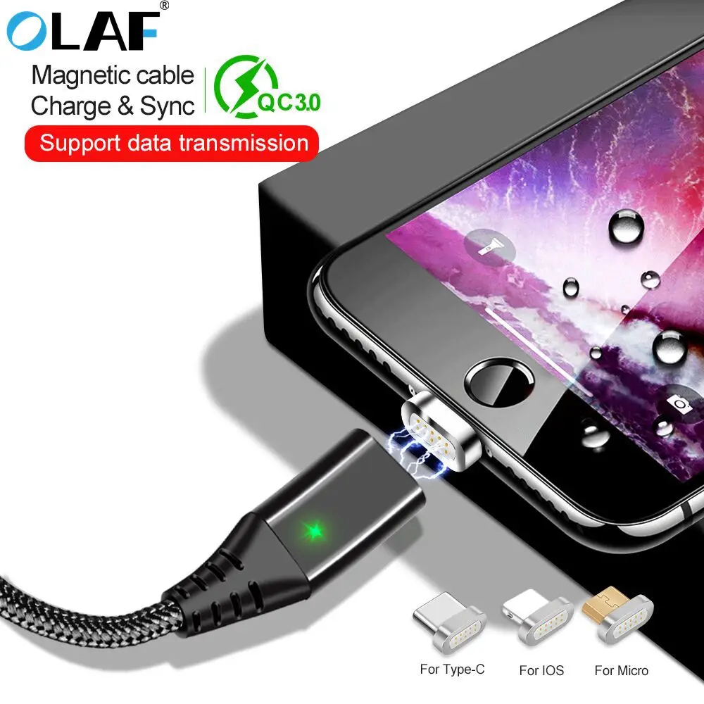 

Olaf Magnetic Cable Micro usb Type C Super Fast Charging Phone Microusb Type-C Magnet Charger usb c For iphone 7 8 huawei xiaomi