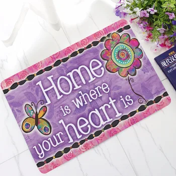 

New Butterfly Flower Rubber Floor Mat Anti-slip Floor Kitchen Carpet Toilet Tapete Water Absorption Non-slip Rug Porch Doormat
