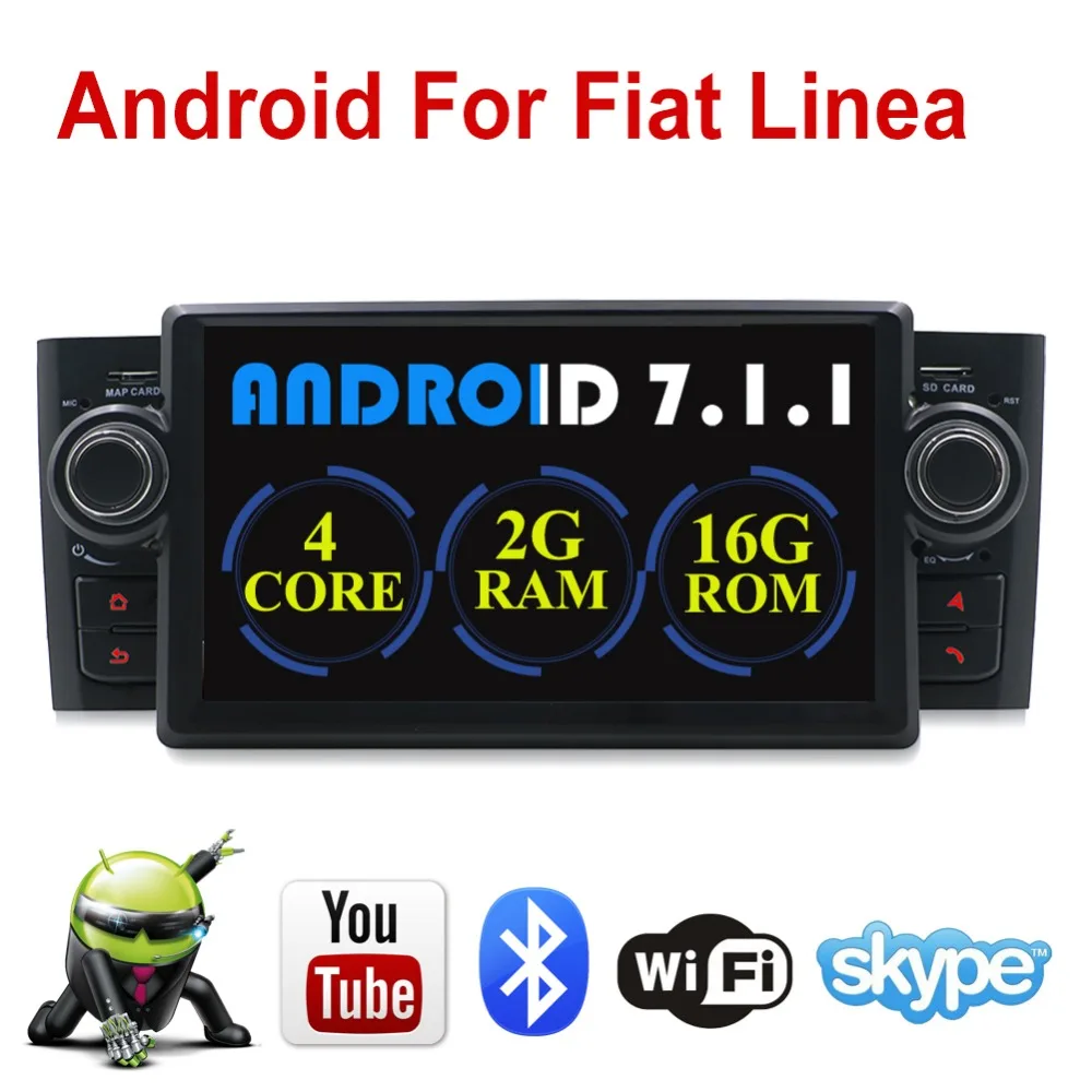 

Single 1 din Android 7.1 quad 4 Core GPS Navigation 7" Car DVD Multimedia for Fiat Grande Punto/Linea 2006 with Radio/BT/RDS/FM