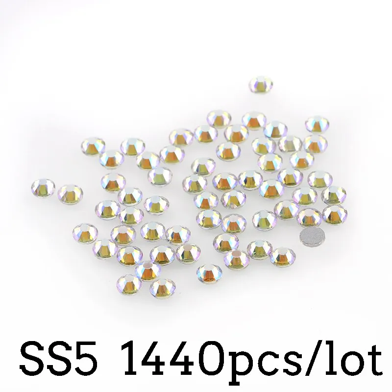 Около 1440 шт SS3-SS16 звездное небо AB Flatback Стразы, не требующие горячего крепления для DIY Дизайн ногтей бижутерия для декорирования аксессуар - Цвет: SS5
