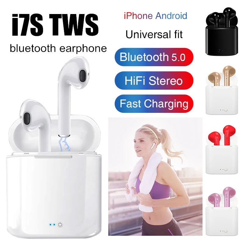 

i7s TWS Wireless Headphones Bluetooth Earphone In-ear Stereo Earbud Headset With Charging Box For iPhone Xiaomi huaweiTSLM1