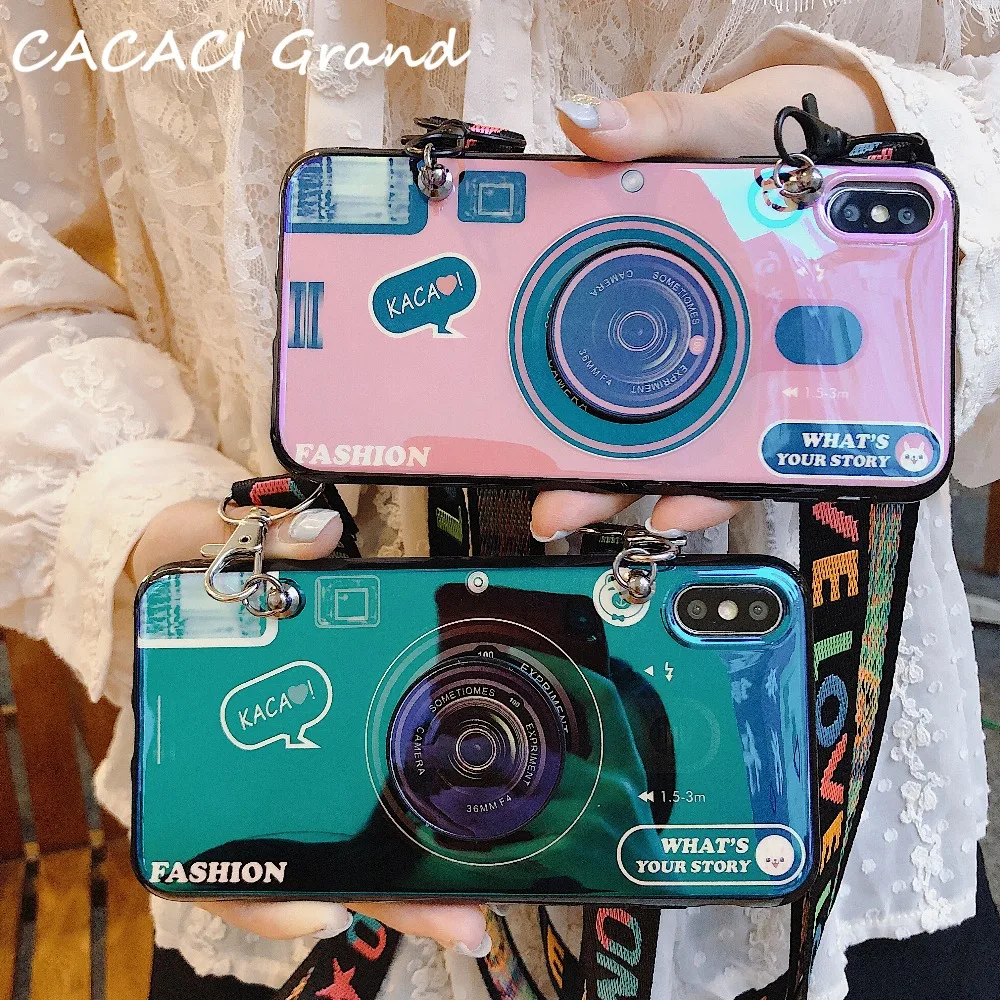 3D Camera case for huawei P30 Pro P20 Lite P9 P10 lite Plus P Smart Nova 4 3i 3 retro soft tpu cover coque Lanyard stand holder