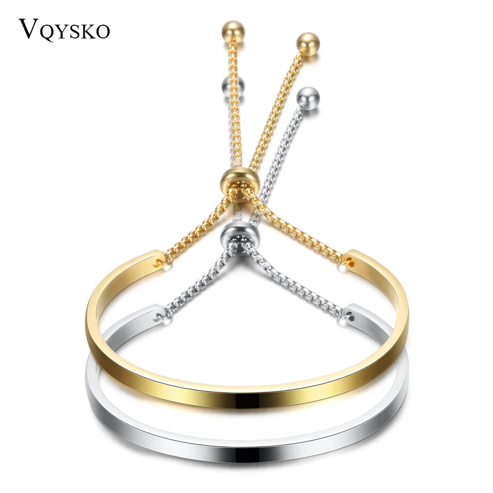 Fashion Stainless Steel Bangle Bracelets For Women Adjustable Stainless steel Chain Banglesin