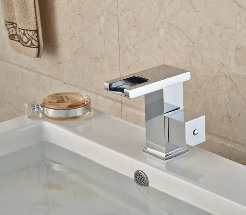 Современный водопад водопроводный кран с одной ручкой смеситель для ванной комнаты хромированный