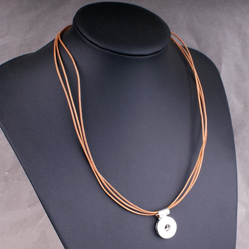 

fashion Genuine Leather 18MM snap button Pendant Necklaces Magnetic buckle NW2757