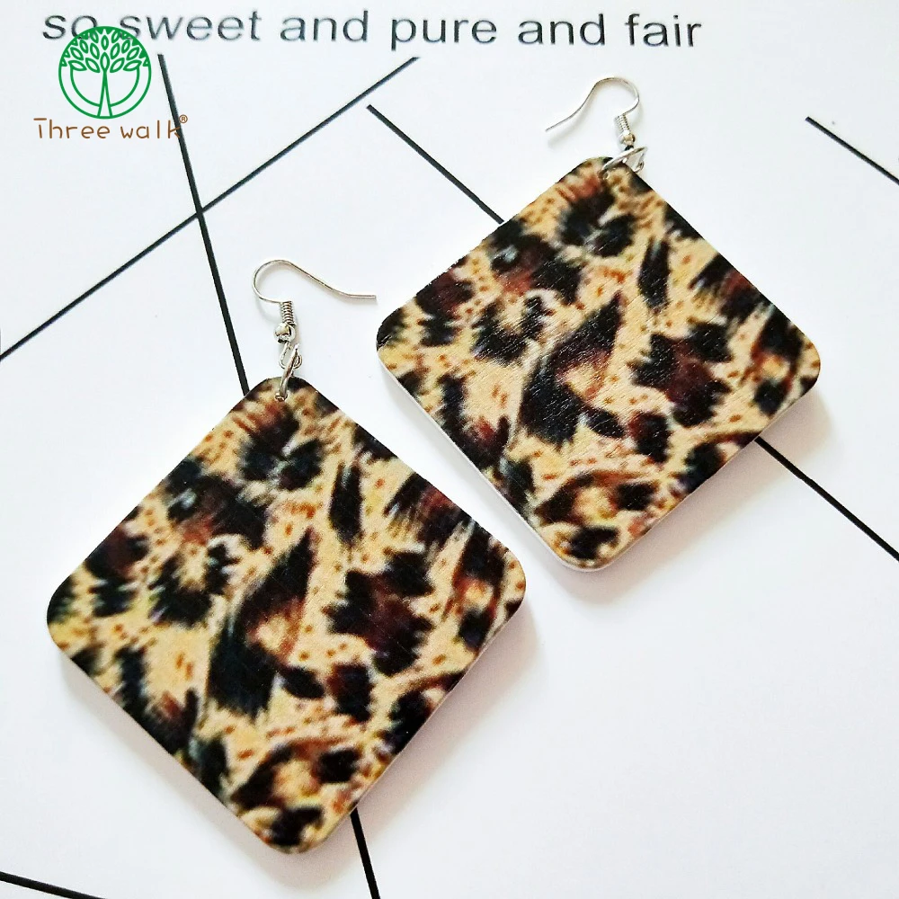 

Large Leopard Printed Wood Earrings African Jewelry For Women Christmas Gift