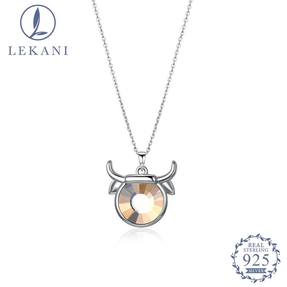 

LEKANI Crystal From Swarovski S925 Sterling Silver Fashion Personality 12 Constellation Pendant Necklace Taurus Valentine Gift