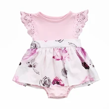 Семья сестра Цветочный комплект одежды для маленьких девочек кружевной Цветочный комбинезон и платье комплект одежды