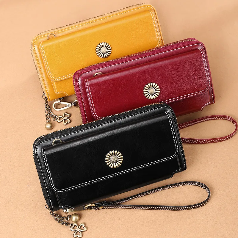 

Ladies new Korean version of the zipper wallet leather long section multi-card position clutch bag multi-function large capacity