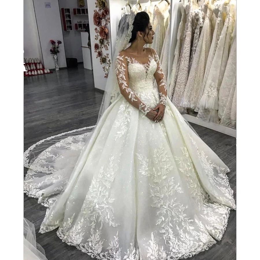 DZW382 New Design Amanda Novias Long Sleeve Lace Ball Gown
