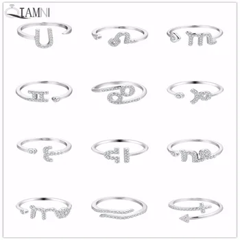 

QIAMNI 12pcs Star Constellation Zodiac Zircon Horoscope Astrology Signs Ring Christmas Birthday Gift