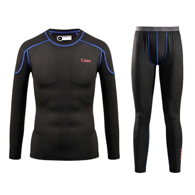 Мужское быстросохнущее термобелье, мужские теплые кальсоны, мужские лыжные куртки и штаны для катания на лыжах/походах/сноуборде/велосипеде - Цвет: Черный