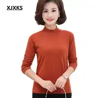 XJXKS Cashmere bottoming shirt women 2018 autumn and winter new comfortable casual high elastic knitted sweater women pullover